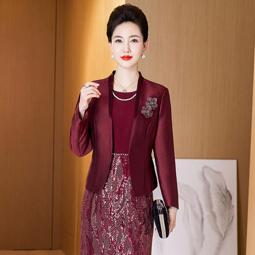 春装新款喜婆婆婚宴礼服，中年优雅时尚妈妈装两件套连衣裙LC-2288 商品图7