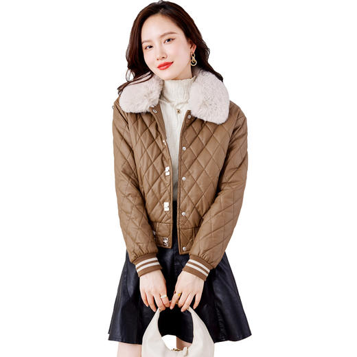 皮衣外套女，秋冬新款加绒加厚带毛领pu皮夹克短外套潮HR-CLYZ22135 商品图10
