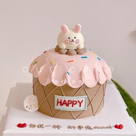 甜筒立体小兔子蛋糕-低糖处理无添加