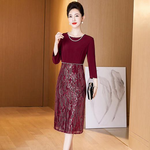 春装新款喜婆婆婚宴礼服，中年优雅时尚妈妈装两件套连衣裙LC-2288 商品图5