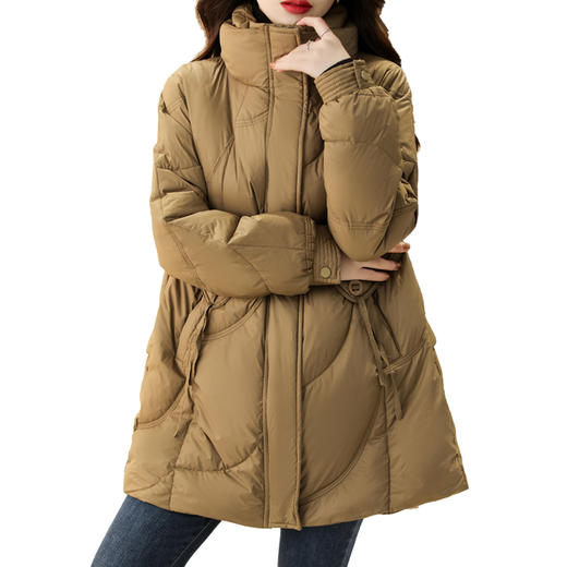 冬季时尚，休闲立领中长款90白鸭绒羽绒服HR-YUMO8610 商品图6