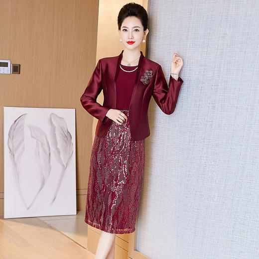 春装新款喜婆婆婚宴礼服，中年优雅时尚妈妈装两件套连衣裙LC-2288 商品图2