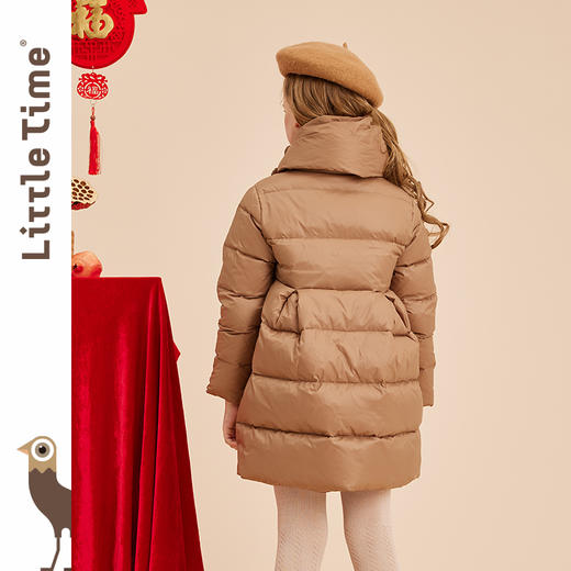 littletime女童羽绒服冬季中长款加厚白鸭绒2022新款洋气儿童棉服 商品图2