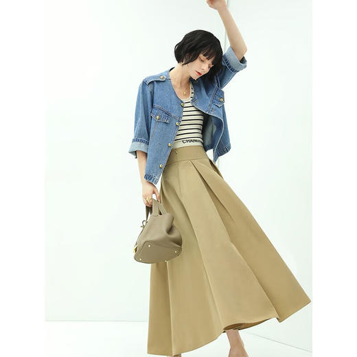 【限时秒杀】COCOBELLA复古水洗裸领牛仔外套女秋时尚九分袖短款上衣DN610 商品图1