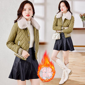 皮衣外套女，秋冬新款加绒加厚带毛领pu皮夹克短外套潮HR-CLYZ22135