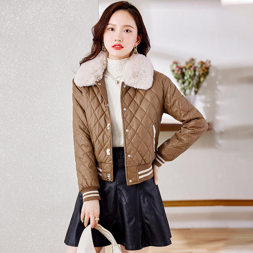 皮衣外套女，秋冬新款加绒加厚带毛领pu皮夹克短外套潮HR-CLYZ22135 商品图4
