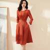 剩S/M 温柔橘调七分袖连衣裙 大摆显瘦 附赠腰带 气质大摆A字裙收腰显瘦七分袖连衣裙0641 商品缩略图0