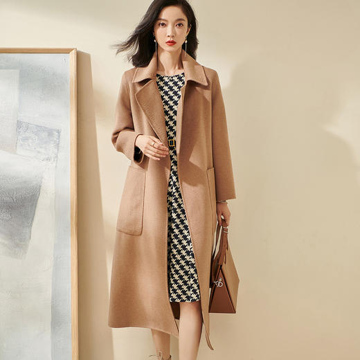 天丝羊毛双面呢 亲肤细软羊毛 克莱因蓝显白精致 减龄超好看气质长款收腰毛呢外套1550 商品图1