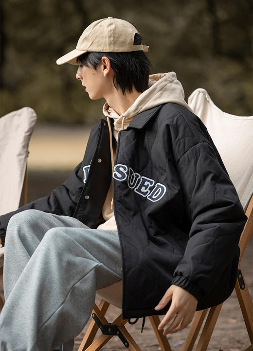 「黑白两色！抗风保暖水洗棉」情侣主推款-潮牌刺绣棉服 秋冬新款复古翻领加厚夹克外套上衣 商品图3