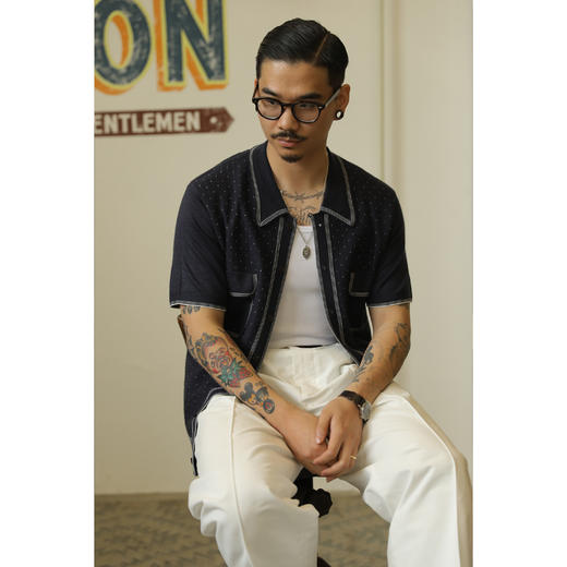 古着康正Labour union/YK446/复古法式POLO针织短袖T恤 商品图3