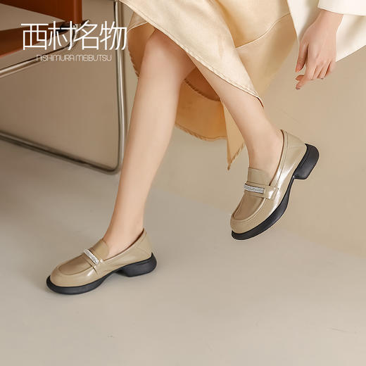 西村名物2023年春季新款厚底乐福鞋女日系圆头小皮鞋女jk鞋T23AM12491 商品图0