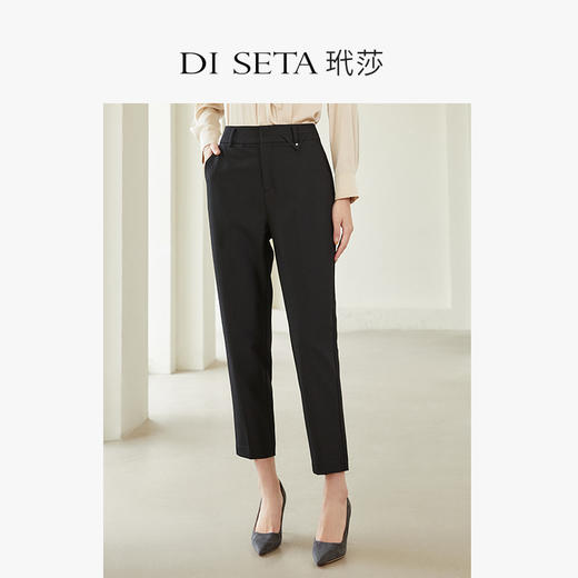 玳莎休闲烟管裤女士2023春季新款设计感通勤OL风显瘦直筒西装裤子  DA36305 商品图0