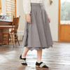famecoco范可儿文艺棉麻半身裙女春季花边拼接宽松大摆裙FAB1HA014 商品缩略图1