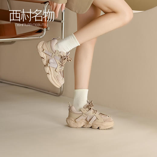 西村名物2023春季新款百搭时尚厚底老爹鞋舒适柔软休闲鞋12581 商品图0