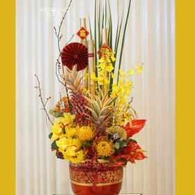 金玉满堂（黄色系新年年宵花鲜花抱抱桶）