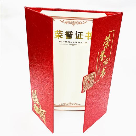 奥丽丝纹欧式三折红色A4荣誉证书三折页高档红色烫金荣誉证书奖状奖励1本 商品图3