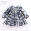 马克珍妮春装新款 女童田园风蓝白格宽松连衣裙230301 商品缩略图1