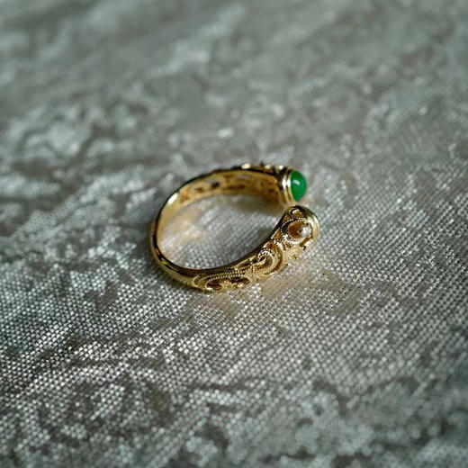 龢盒原创 18k金镶小众翡翠开口戒 戒指 商品图1