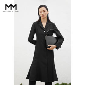 【商场同款】麦檬春异型一粒扣装饰鱼尾下摆设计连衣裙5CC290111