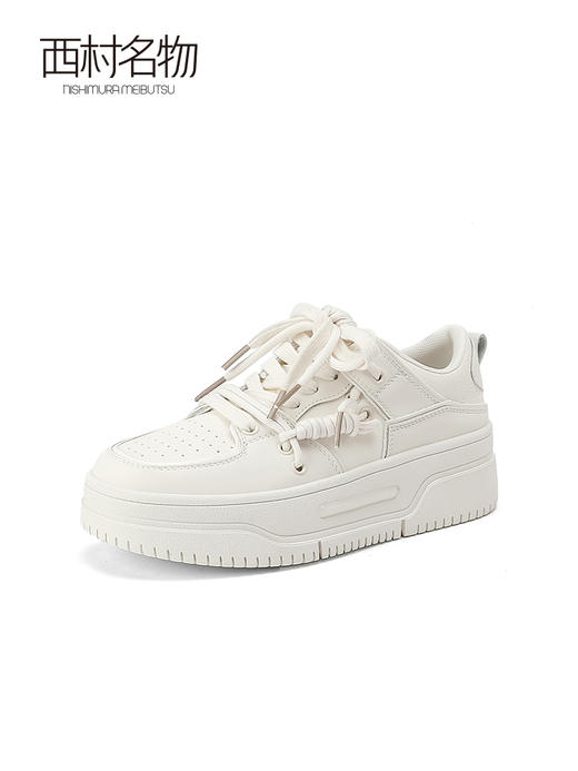 西村名物2023春季新款拼色厚底板鞋面包鞋女运动休闲小白鞋12861 商品图1