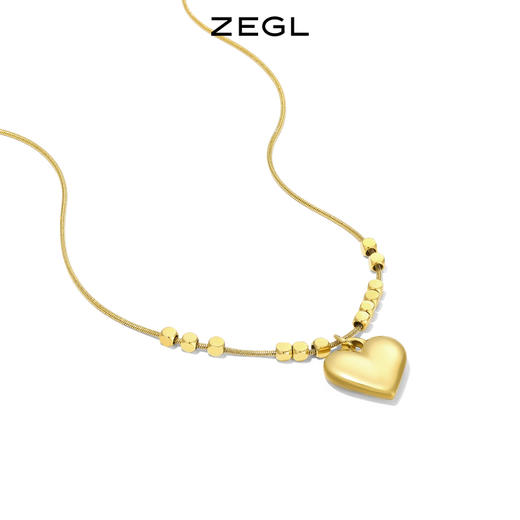 ZEGL金色爱心项链女轻奢小众2024年新款复古ins嘻哈风锁骨毛衣链 商品图3