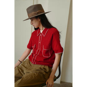 古着康正Labour union/YK446/复古法式POLO针织短袖T恤