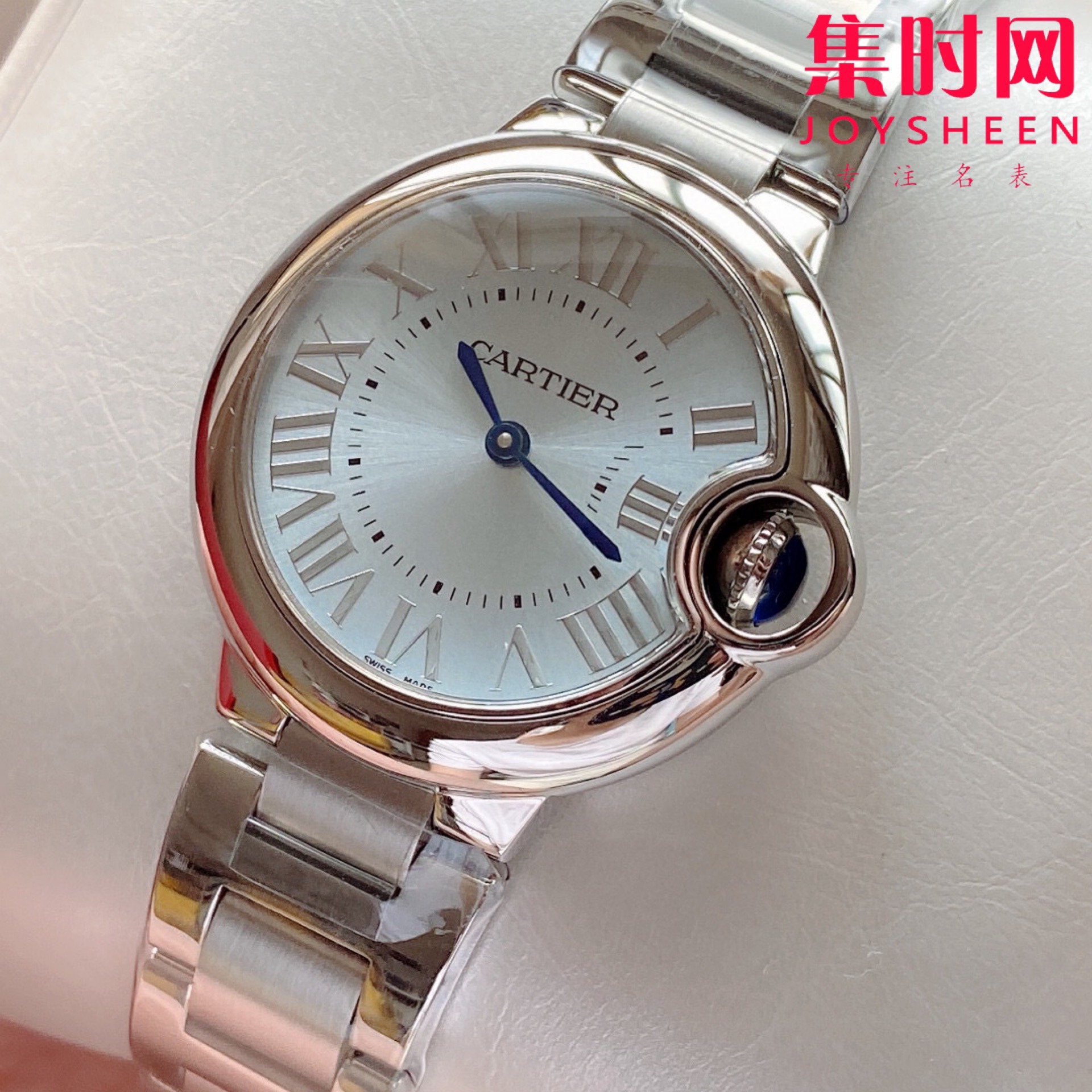 卡地亚v6蓝气球系列 冰蓝面33mm 女士腕表机芯:瑞士进口石英机芯 原装