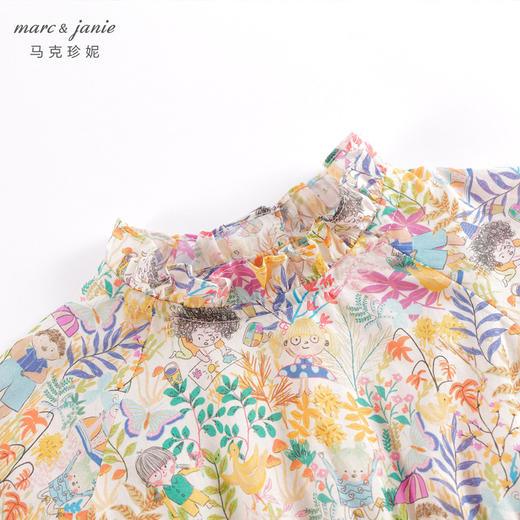 马克珍妮春装新款 女童开心乐园全棉花边领连衣裙230136 商品图3