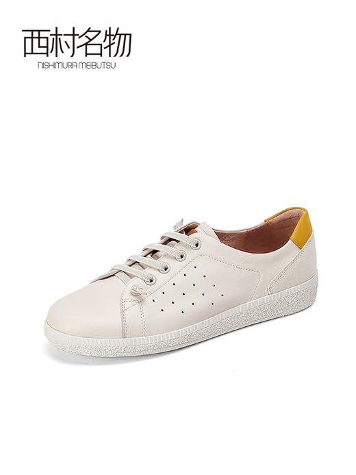 西村名物2023春季新款平底小白鞋女免系带舒适运动休闲板鞋12011 商品图1