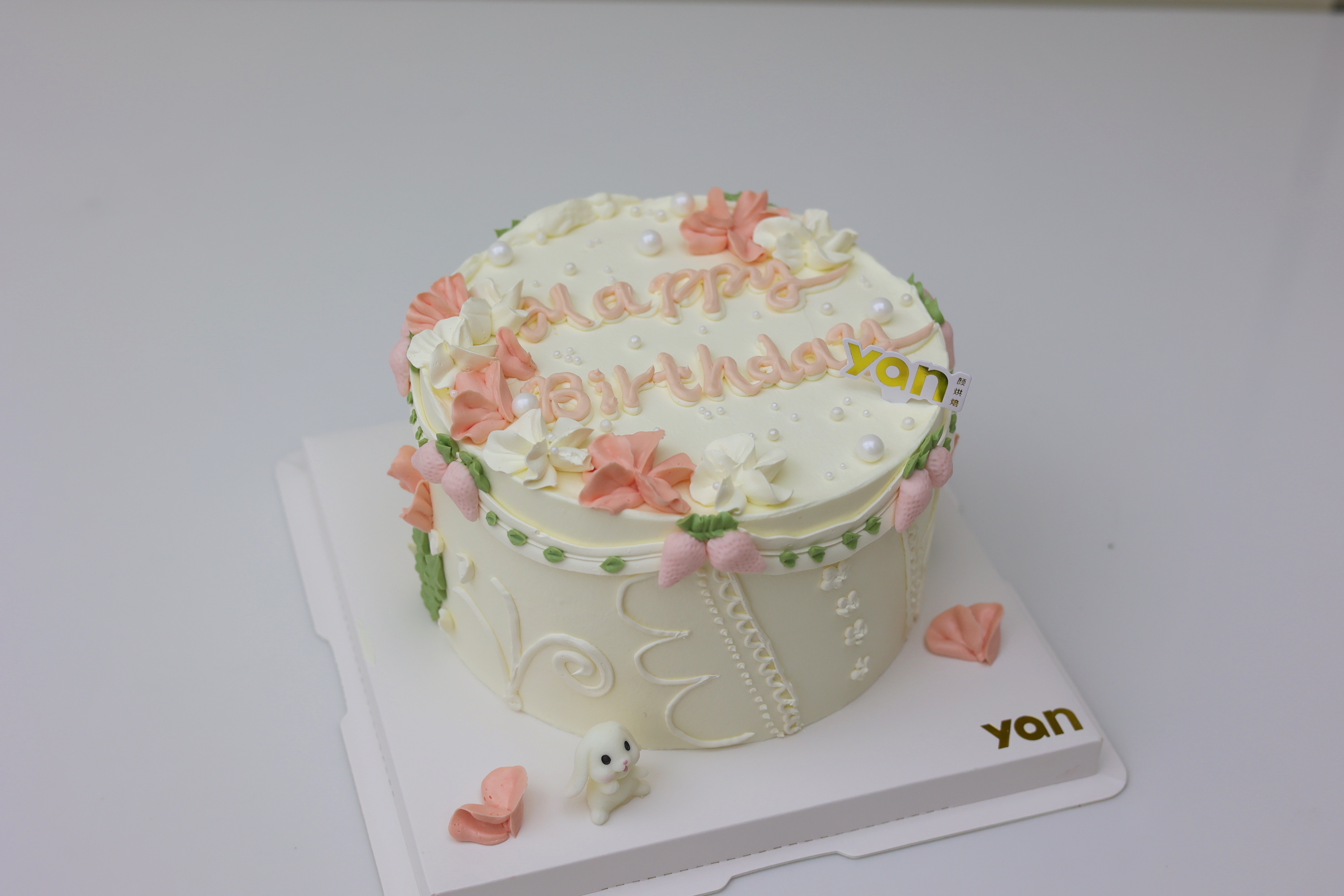 粉白复古小花蛋糕-款式二