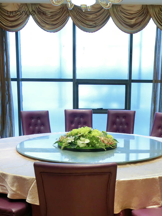 酒店餐桌花摆花高端新中式大圆桌装饰摆件餐厅中间转盘造景微景观 商品图3