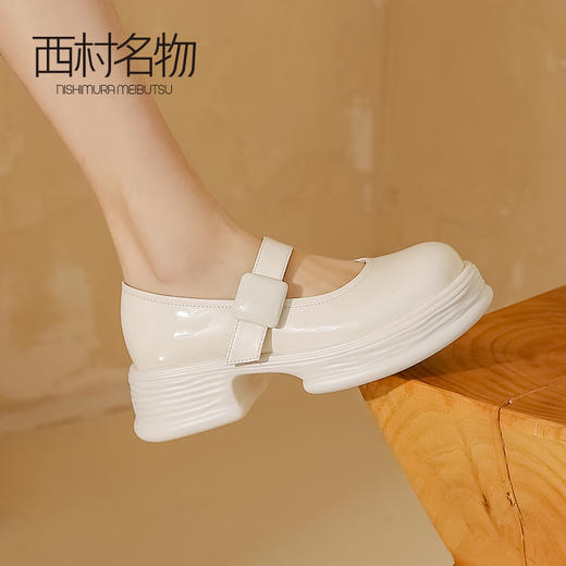 西村名物2023春季新款时尚法式气质圆头厚底玛丽珍鞋女单鞋12481 商品图0