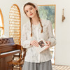 Famecoco范可儿减龄印花衬衫女春季蕾丝花边双层领上衣FAB1BA001 商品缩略图1