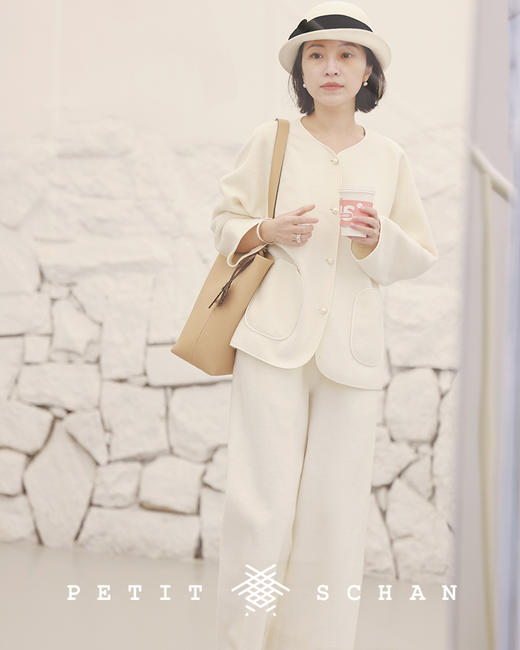 PETIT SCHAN小闪 CLO#181 vast whiteness 白茫茫 羊毛棉混纺针织小外套/阔腿裤 商品图7