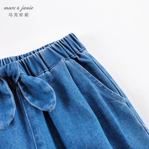 马克珍妮春夏新款 女童花边脚口牛仔七分裤 儿童裤子231110 商品图3