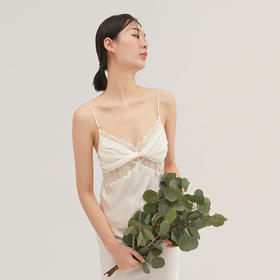 蕾丝镂空拼接 SANGLUO桑罗蕾丝镂空吊带裙  桑蚕丝礼服吊带睡裙【本商品不支持使用优惠券】