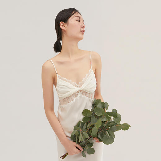 蕾丝镂空拼接 SANGLUO桑罗蕾丝镂空吊带裙  桑蚕丝礼服吊带睡裙【本商品不支持使用优惠券】 商品图0