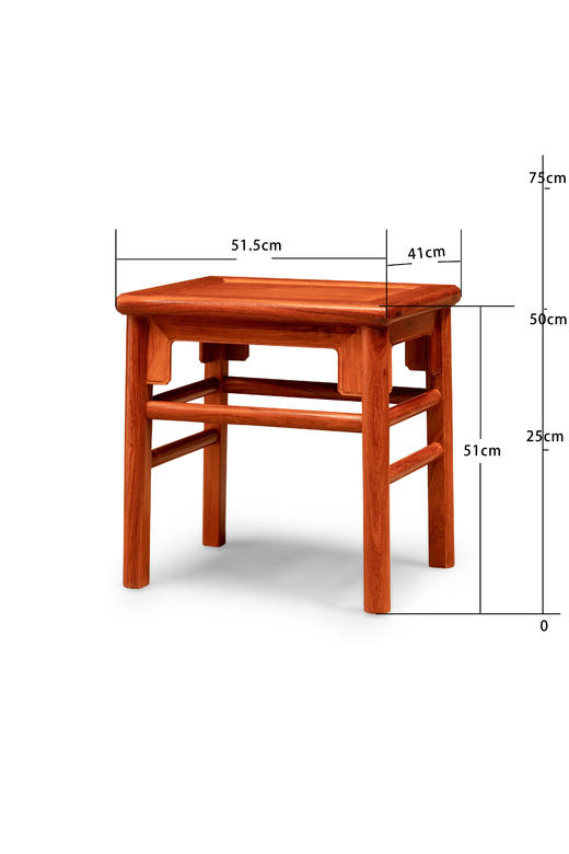 红桥红  家具严选  缅甸花梨（大果紫檀）【51 王款无束腰 方凳】 商品图3