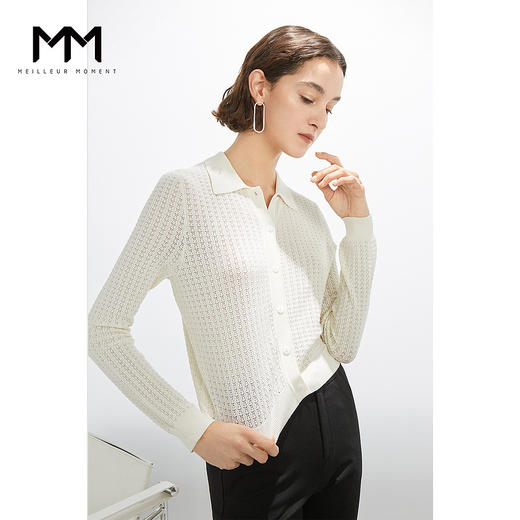 【商场同款】麦檬秋经典复古POLO领设计别致针织开衫5C7230231 商品图1