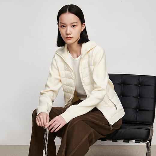 IN AND ON鱼骨轻薄羽绒服女夹克外套短款立领秋冬休闲开衫鹅绒服52570 商品图6