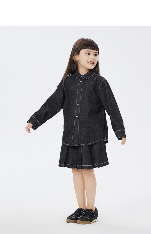 JNBY   23年春款  全棉牛仔质感中长款腰裙 1N1D11510 商品图5