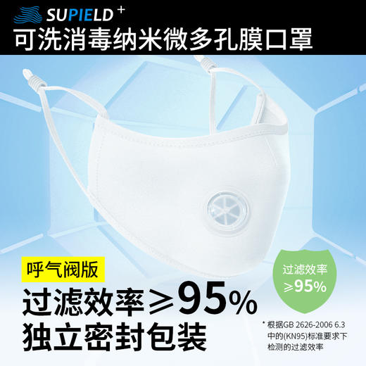 白名单企业Supield素湃呼吸阀口罩水洗纳米膜透气面罩可定制95301 商品图0