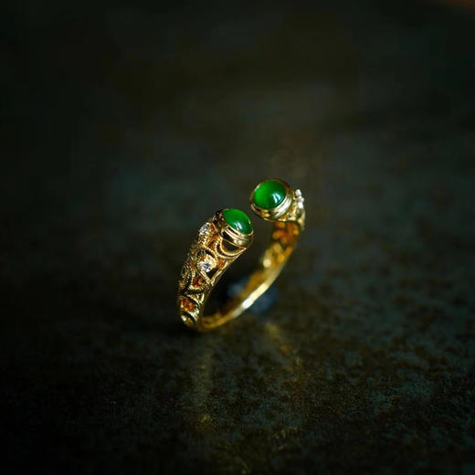 龢盒原创 18k金镶小众翡翠开口戒 戒指 商品图0