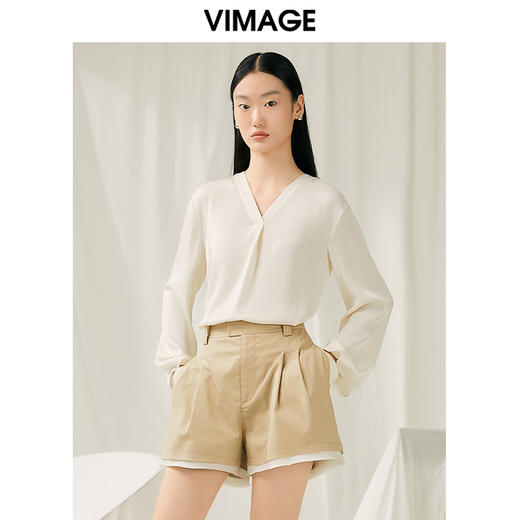 VIMAGE纬漫纪夏季新款简约时尚气质衬衫女上衣V1913510 商品图2