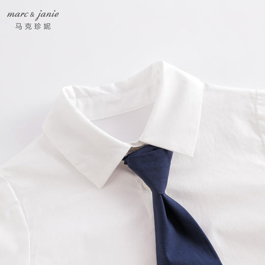 马克珍妮春装新款 女童学院风衬衫领带百褶连衣裙230160 商品图2