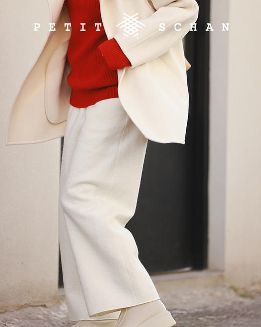PETIT SCHAN小闪 CLO#181 vast whiteness 白茫茫 羊毛棉混纺针织小外套/阔腿裤 商品图4