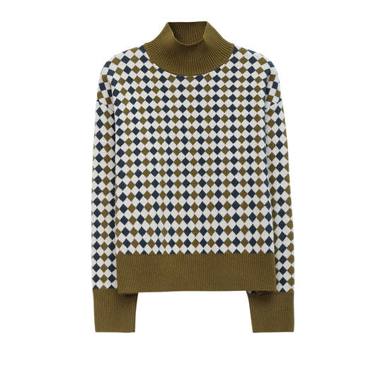 高领小个子女款毛衣女士厚款，新款洋气打底衫格子时尚秋冬季CC-17-8117 商品图4