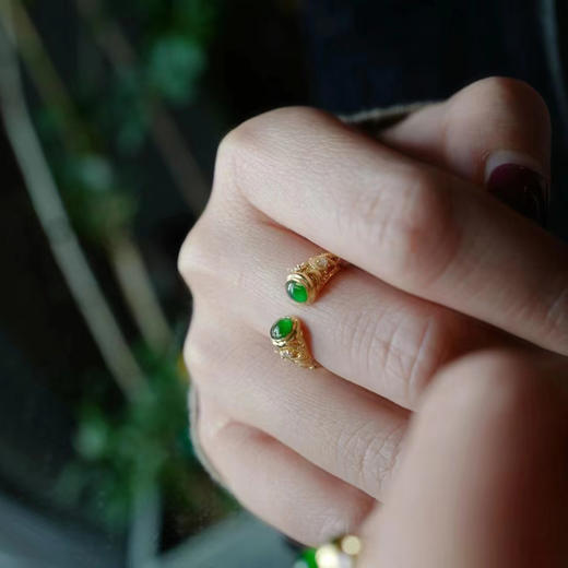 龢盒原创 18k金镶小众翡翠开口戒 戒指 商品图3