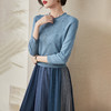 气质靛蓝！法式提花钉珠上衣+渐变压褶网纱裙两件套早春WLZD-2227412 商品缩略图1