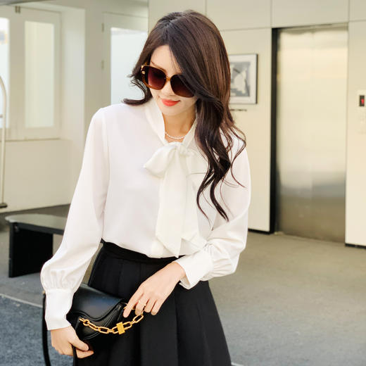 【百图lulu定制】【飘带衬衫】内搭  外穿  气质衬衣  飘带上衣 商品图0